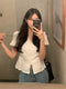 Puff Sleeves V-neck Casual Embroidered Tops